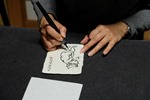 湯島　ねこまつり　うどよし書道教室　鳥獣戯画　筆ペンでなぞり描き